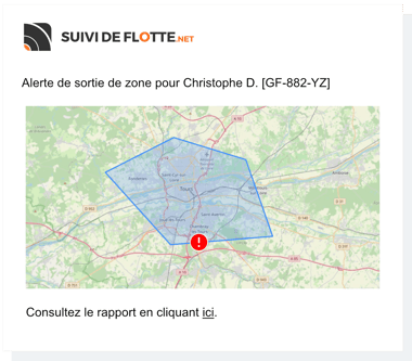 Alerte mouvement d'un véhicule sur la cartographie