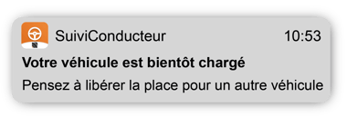 Notification fin de charge application conducteur