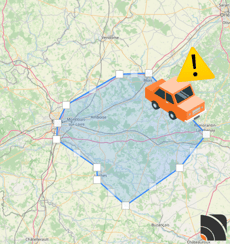 Définition d'une zone sur la cartographie de géolocalisation SuiviDeFlotte