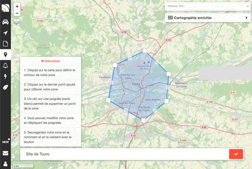 définir une zone géographique sur le portail de géolocalisation SuiviDeFlotte